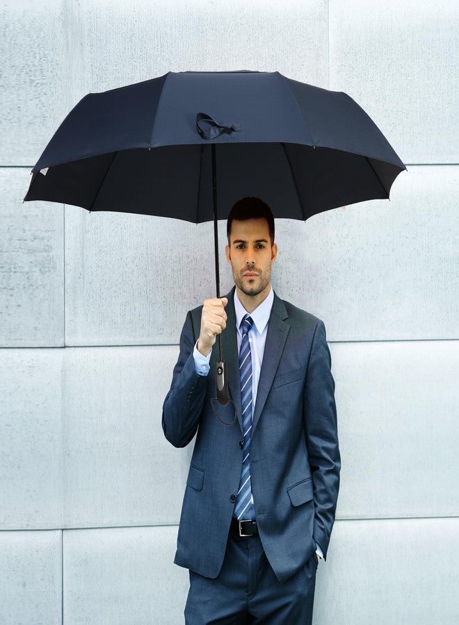 Doubwell 54 inch Large Compact Umbrella 3 Folding Portable Umbrellas for Rain Oversized Auto Open Close Travel One Click Open Vented Double Windproof Telescopic Large Size Cover (Dark Blue) - Image 2